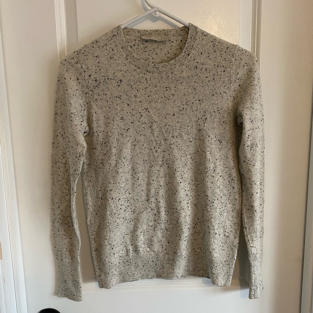 Everlane Cashmere Crewneck Sweater In Oatmeal - Donegal Speckled Weave - Size XS